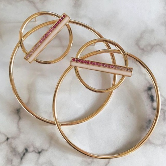 Elizabeth Stone Gold Plated Brass Earrings - NWT - Picture 4 of 4